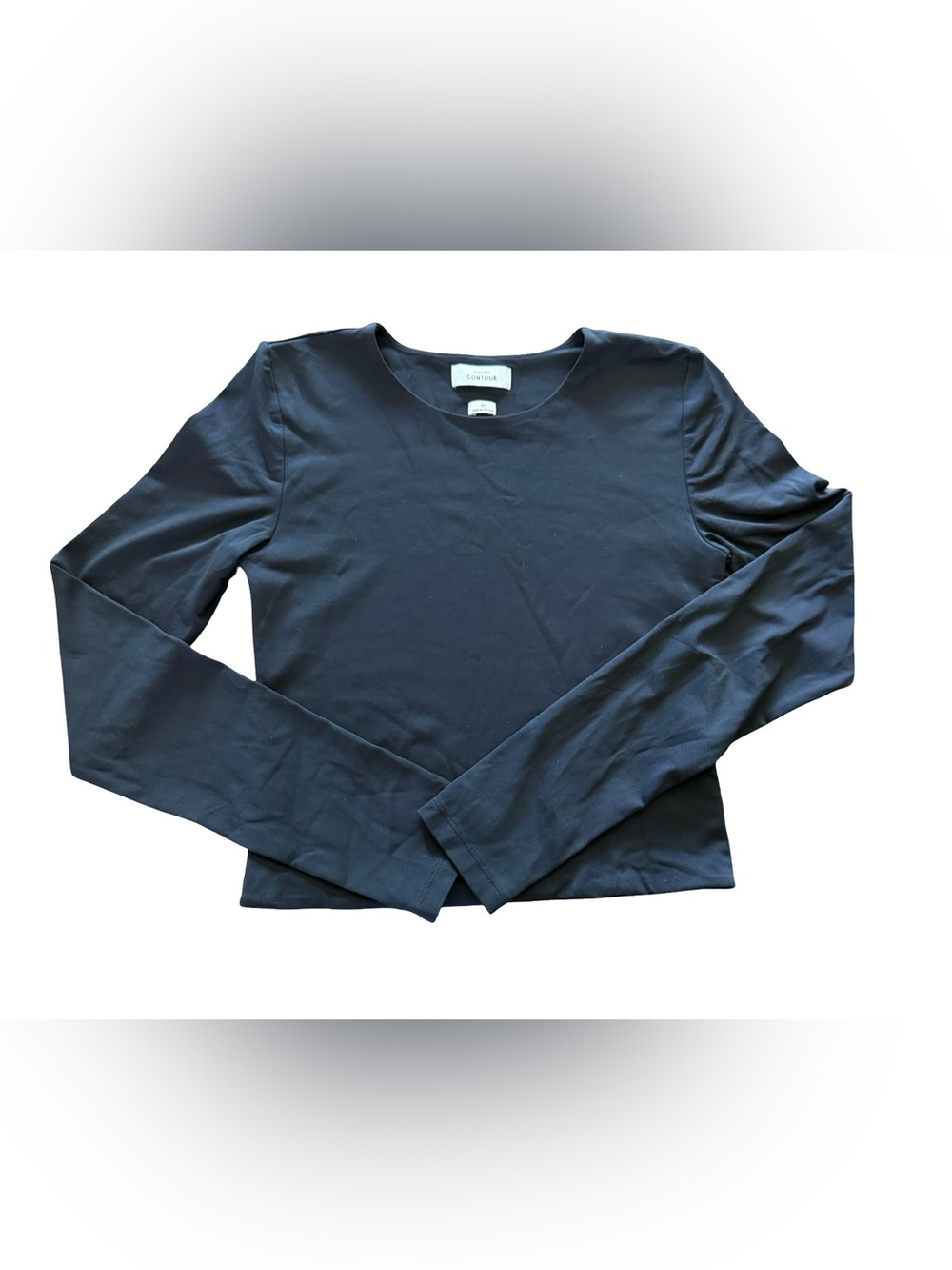 Babaton Contour Long Sleeve Crew Neck Sculpt Knit Top M Black
